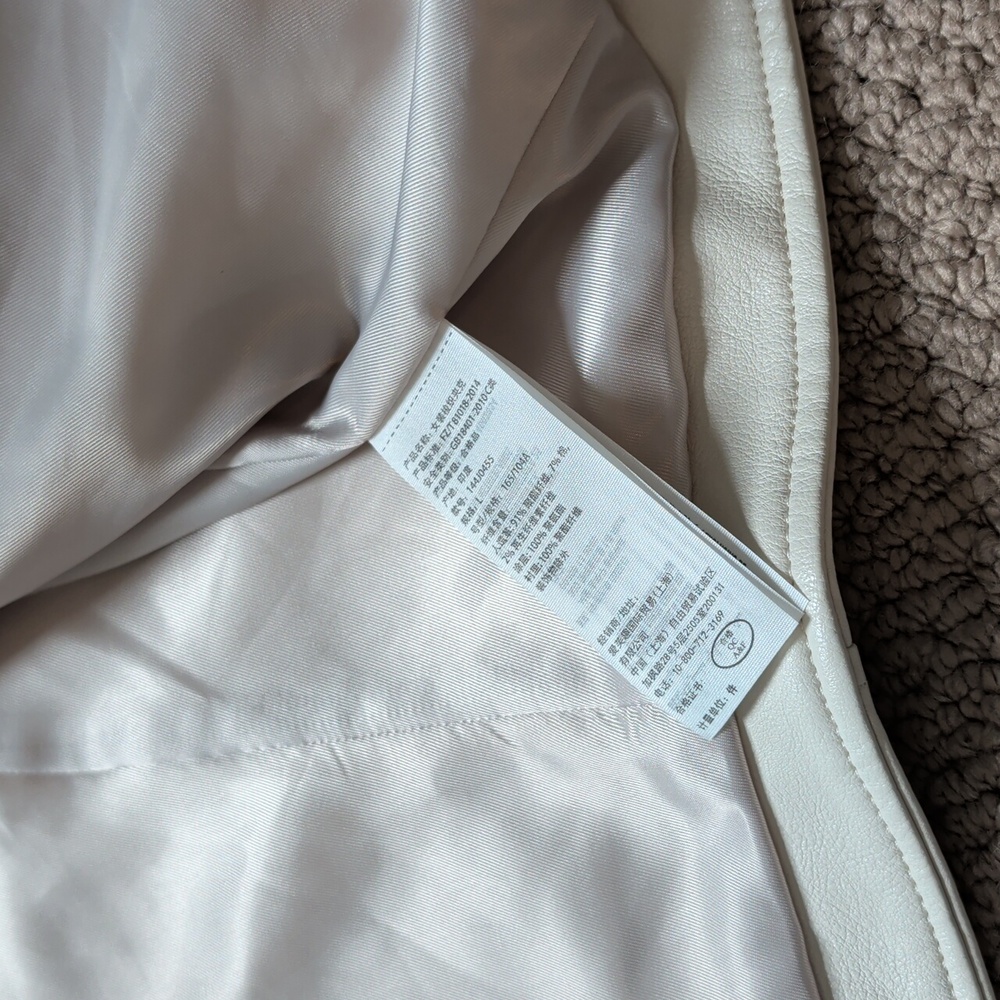 ABERCROMBIE & FITCH Women's L Jacket Cream White Vegan Leather Moto Biker - Picture 7 of 11